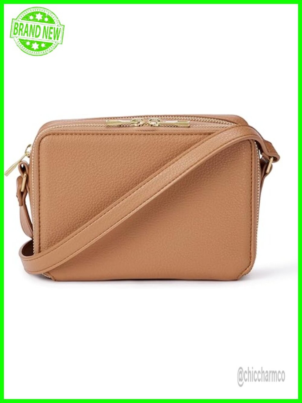 Faux Leather Boxy Crossbody Bag with Adjustable Strap